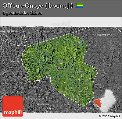 Satellite 3D Map of Offoue-Onoye (Iboundji), desaturated
