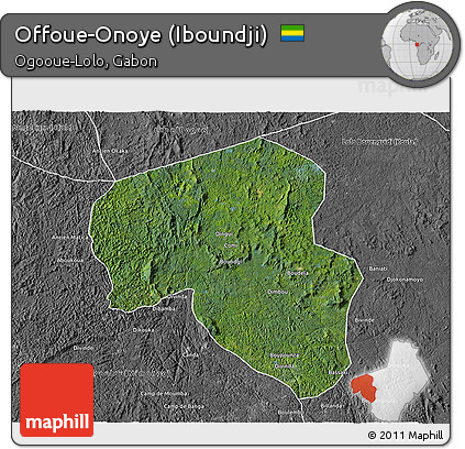 Satellite 3D Map of Offoue-Onoye (Iboundji), desaturated