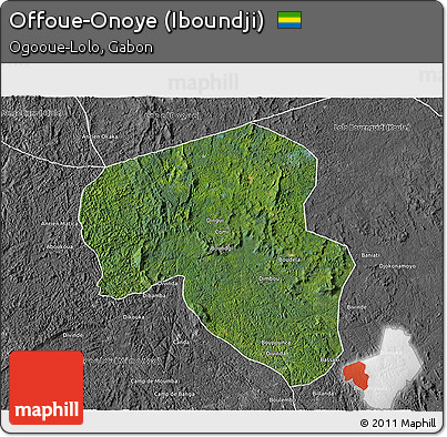 Satellite 3D Map of Offoue-Onoye (Iboundji), desaturated