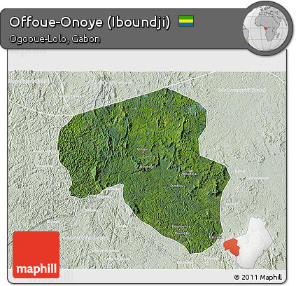 Satellite 3D Map of Offoue-Onoye (Iboundji), lighten