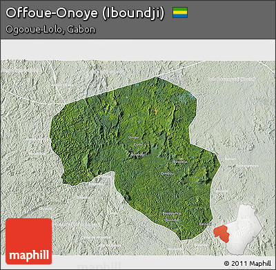 Satellite 3D Map of Offoue-Onoye (Iboundji), lighten