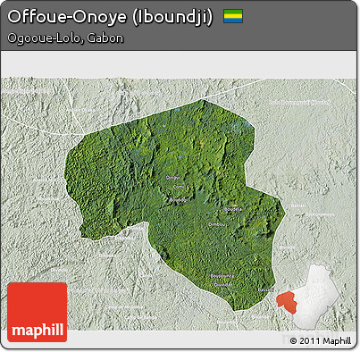 Satellite 3D Map of Offoue-Onoye (Iboundji), lighten