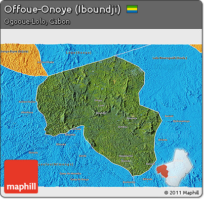 Satellite 3D Map of Offoue-Onoye (Iboundji), political outside