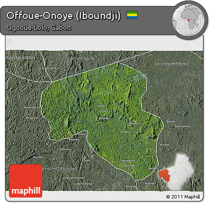 Satellite 3D Map of Offoue-Onoye (Iboundji), semi-desaturated