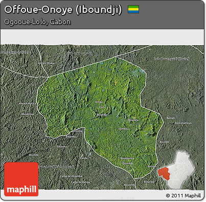 Satellite 3D Map of Offoue-Onoye (Iboundji), semi-desaturated