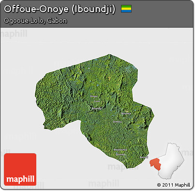 Satellite 3D Map of Offoue-Onoye (Iboundji), single color outside