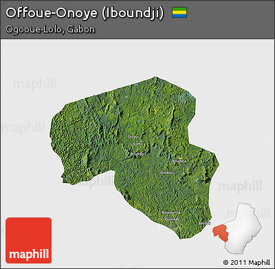 Satellite 3D Map of Offoue-Onoye (Iboundji), single color outside