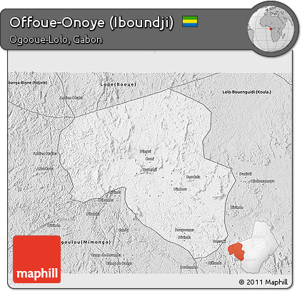 Silver Style 3D Map of Offoue-Onoye (Iboundji)