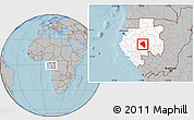 Gray Location Map of Offoue-Onoye (Iboundji), highlighted country, within the entire country, hill shading