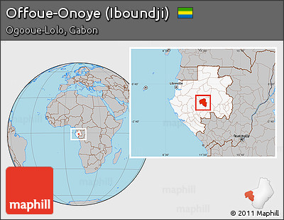 Gray Location Map of Offoue-Onoye (Iboundji), highlighted country