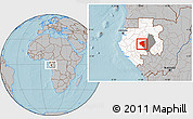 Gray Location Map of Offoue-Onoye (Iboundji), highlighted country, highlighted parent region, within the entire country, hill shading