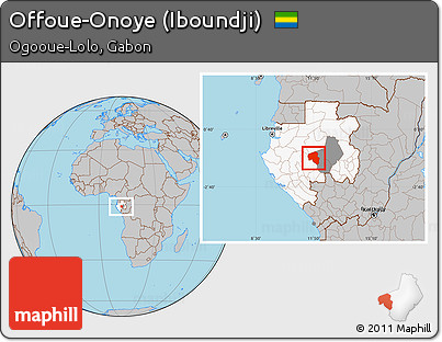 Gray Location Map of Offoue-Onoye (Iboundji), highlighted country, highlighted parent region