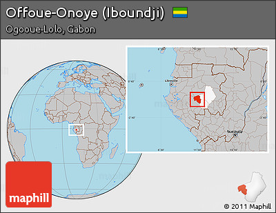 Gray Location Map of Offoue-Onoye (Iboundji), highlighted parent region