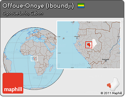 Gray Location Map of Offoue-Onoye (Iboundji), highlighted parent region