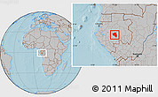Gray Location Map of Offoue-Onoye (Iboundji), hill shading