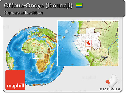 Physical Location Map of Offoue-Onoye (Iboundji), highlighted country