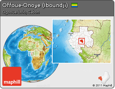 Physical Location Map of Offoue-Onoye (Iboundji), highlighted country