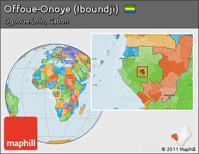 Political Location Map of Offoue-Onoye (Iboundji)