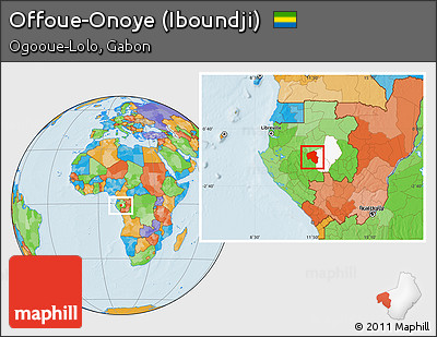 Political Location Map of Offoue-Onoye (Iboundji), highlighted parent region