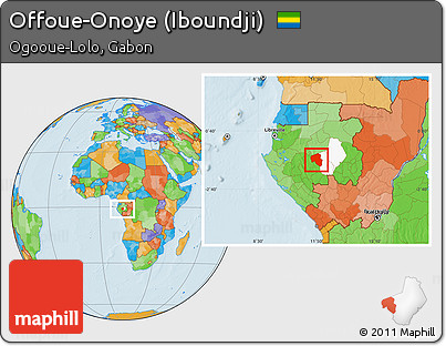 Political Location Map of Offoue-Onoye (Iboundji), highlighted parent region