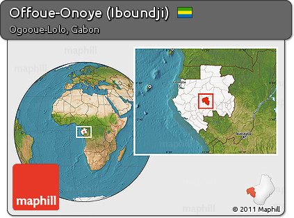 Satellite Location Map of Offoue-Onoye (Iboundji), highlighted country