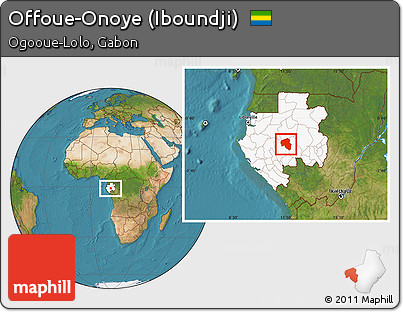 Satellite Location Map of Offoue-Onoye (Iboundji), highlighted country