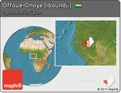Satellite Location Map of Offoue-Onoye (Iboundji), highlighted parent region