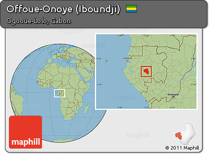 Savanna Style Location Map of Offoue-Onoye (Iboundji)
