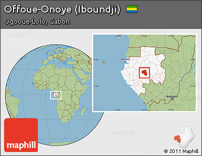 Savanna Style Location Map of Offoue-Onoye (Iboundji), highlighted country