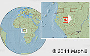 Savanna Style Location Map of Offoue-Onoye (Iboundji), highlighted parent region, hill shading