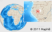 Shaded Relief Location Map of Offoue-Onoye (Iboundji), highlighted parent region