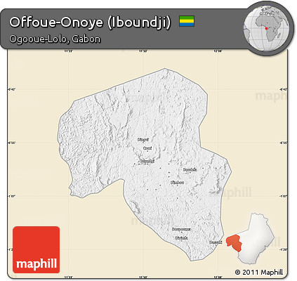 Classic Style Map of Offoue-Onoye (Iboundji), single color outside
