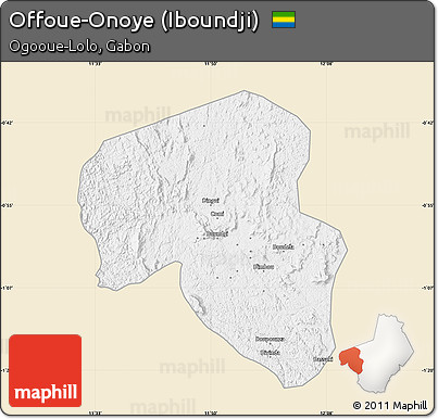 Classic Style Map of Offoue-Onoye (Iboundji), single color outside