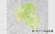 Physical Map of Offoue-Onoye (Iboundji), lighten, desaturated