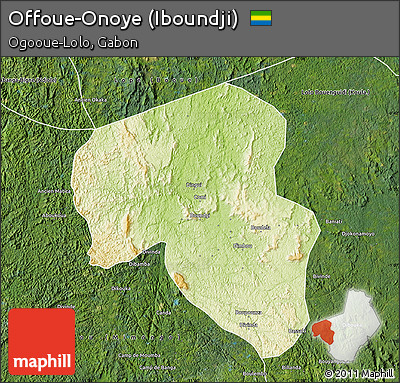 Physical Map of Offoue-Onoye (Iboundji), satellite outside