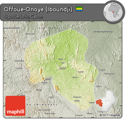 Physical Map of Offoue-Onoye (Iboundji), semi-desaturated