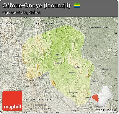 Physical Map of Offoue-Onoye (Iboundji), semi-desaturated