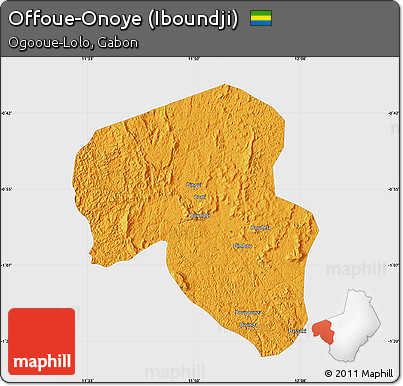 Political Map of Offoue-Onoye (Iboundji), single color outside