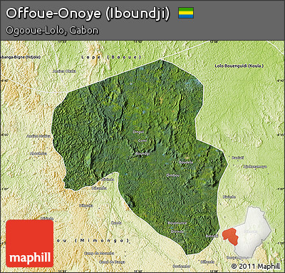 Satellite Map of Offoue-Onoye (Iboundji), physical outside