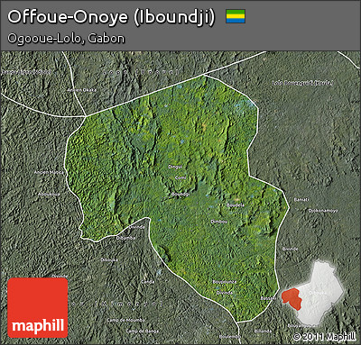 Satellite Map of Offoue-Onoye (Iboundji), semi-desaturated