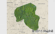 Satellite Map of Offoue-Onoye (Iboundji), shaded relief outside
