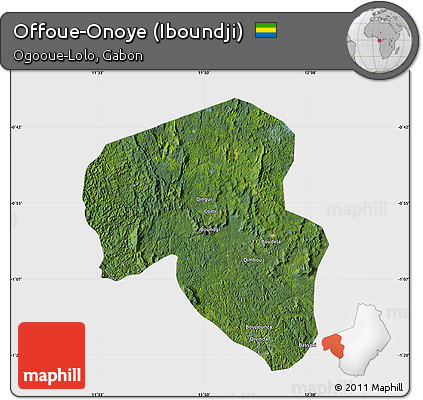 Satellite Map of Offoue-Onoye (Iboundji), single color outside