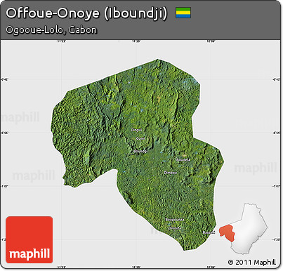 Satellite Map of Offoue-Onoye (Iboundji), single color outside
