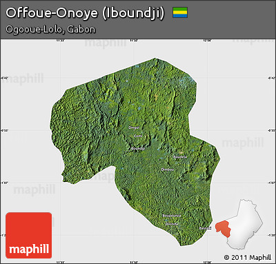 Satellite Map of Offoue-Onoye (Iboundji), single color outside