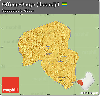 Savanna Style Map of Offoue-Onoye (Iboundji), single color outside