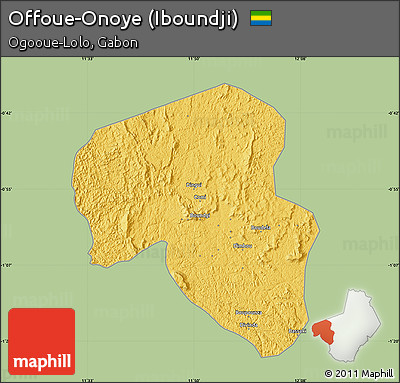 Savanna Style Map of Offoue-Onoye (Iboundji), single color outside
