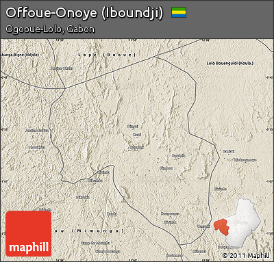 Shaded Relief Map of Offoue-Onoye (Iboundji)