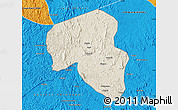 Shaded Relief Map of Offoue-Onoye (Iboundji), political outside