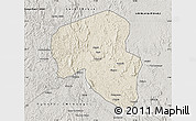 Shaded Relief Map of Offoue-Onoye (Iboundji), semi-desaturated