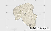 Shaded Relief Map of Offoue-Onoye (Iboundji), single color outside